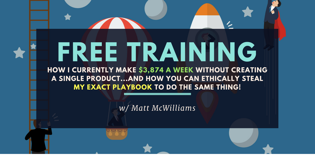 free internet marketing training reveals how matt mc williams makes over 3000 dollars per week without creating a single product, click here to register for the free webinar now.